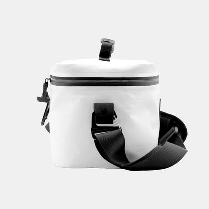 White Tuube Lunch Box 6L with 32mm carry handle and embossed shoulder strap attachment point, versatile insulated travel cooler