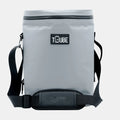 Tuube Weekender 8L insulated cooler bag in grey, upright product shot showing PVC tarpaulin exterior, leakproof zipper, and carry handle