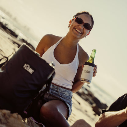 White Tuube stainless steel cooler showing no-condensation outer wall and premium double-wall insulated construction