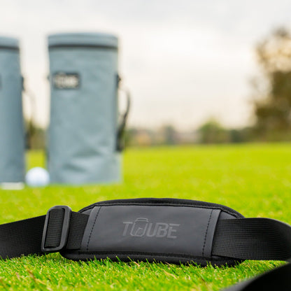 Tuube Embossed Shoulder Strap - Black - Front view in the grass. 