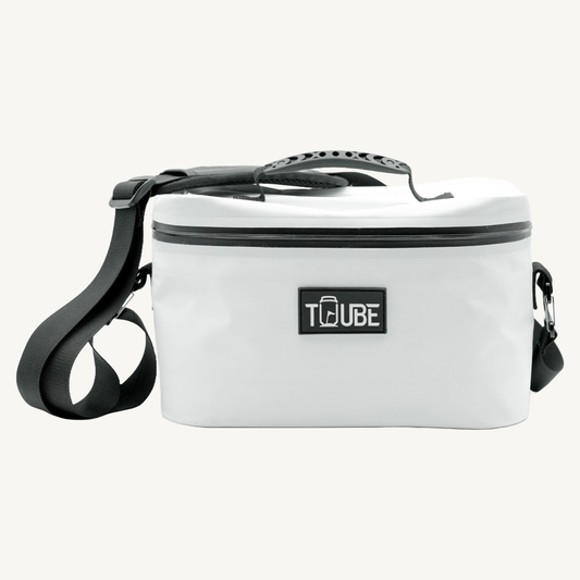 Tuube Lunch Box 6L White- Front view with strap - Golf essential