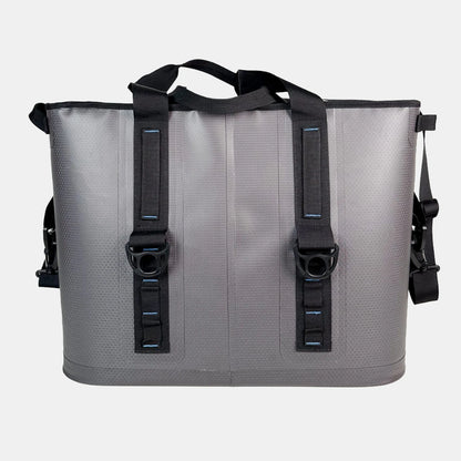 Tuube Traveller 36L cooler flat product shot showing 20D honeycomb double-sided TPU exterior and adjustable loop attachment system